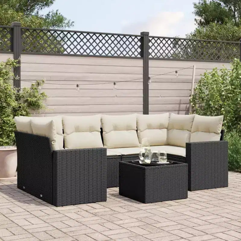 vidaXL Salon de jardin noir en résine tressée Grand salon de jardin