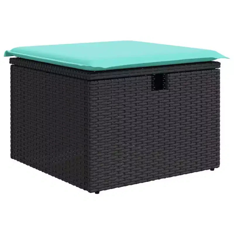 vidaXL Salon de jardin avec coussins 7 pcs Résine tressée Noir - Noir sans table Bleu