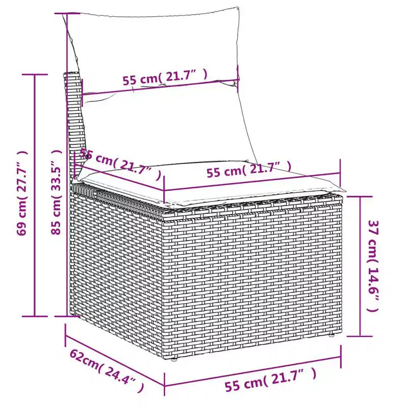vidaXL Salon de jardin 10 pcs avec coussins résine tressée noir