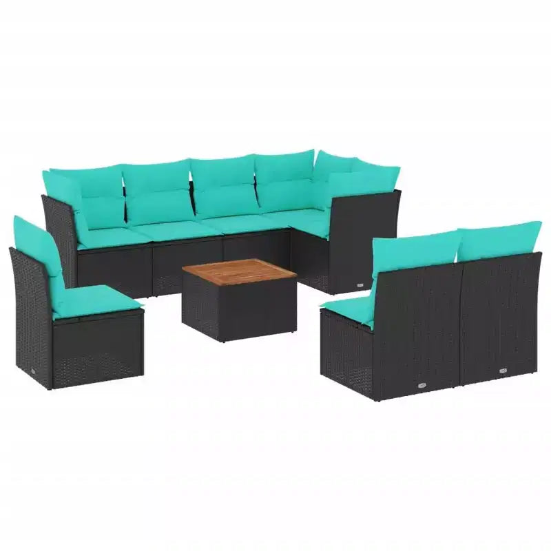 vidaXL Salon de jardin 9 pièces avec coussins Gris Résine tressée