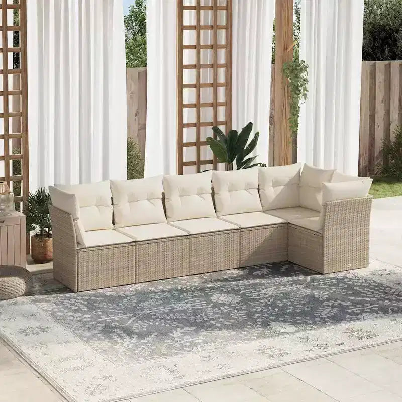vidaXL Salon de jardin beige en résine tressée, grand, matériaux résistants aux UV