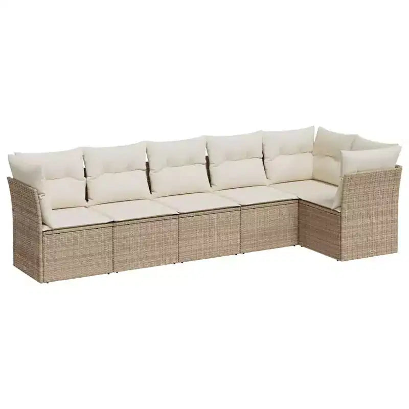 vidaXL Garden Sofa Set Beige Poly Rattan Large UV-resistant materials