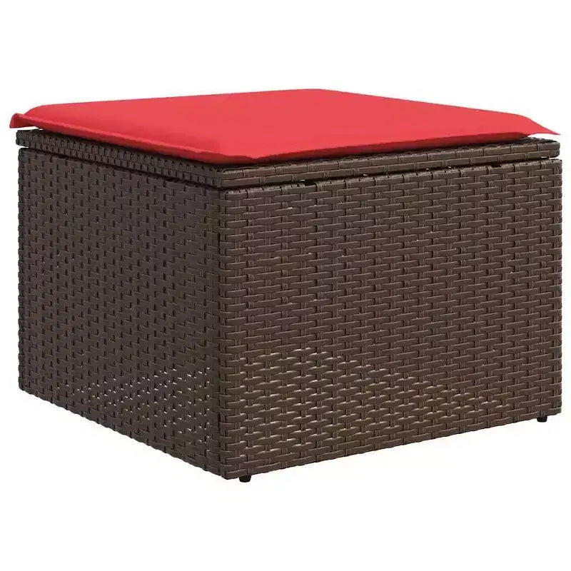 vidaXL Ensemble de canapés de jardin 5 pcs avec coussins résine tressée marron - Marron et rouge sans table