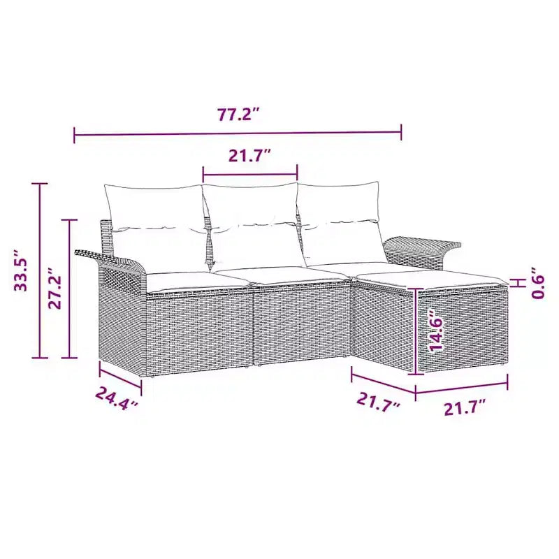 vidaXL Salon de jardin avec coussins 4 pcs Résine tressée marron