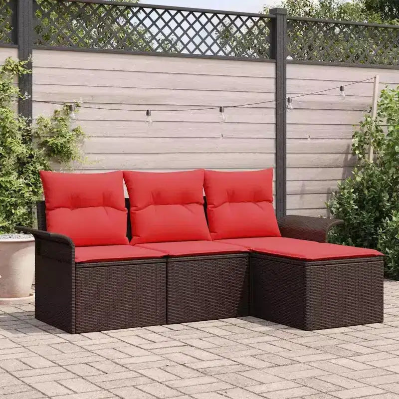 vidaXL Salon de jardin avec coussins 4 pcs Résine tressée marron