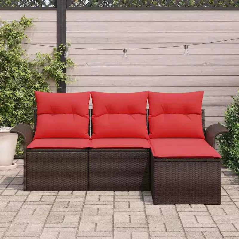 vidaXL Salon de jardin avec coussins 4 pcs Résine tressée marron
