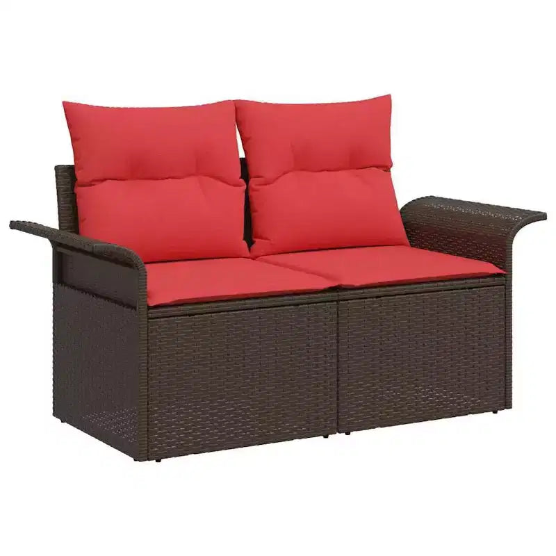 vidaXL Salon de jardin avec coussins 4 pcs Résine tressée marron