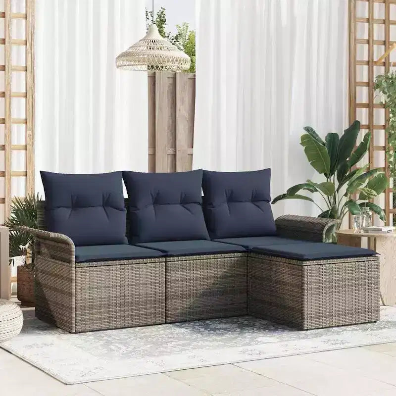 vidaXL Salon de jardin avec coussins 4 pcs Résine tressée marron