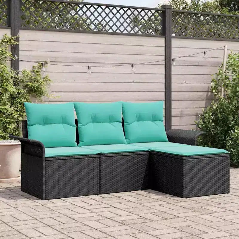 vidaXL Salon de jardin avec coussins 4 pcs Résine tressée marron