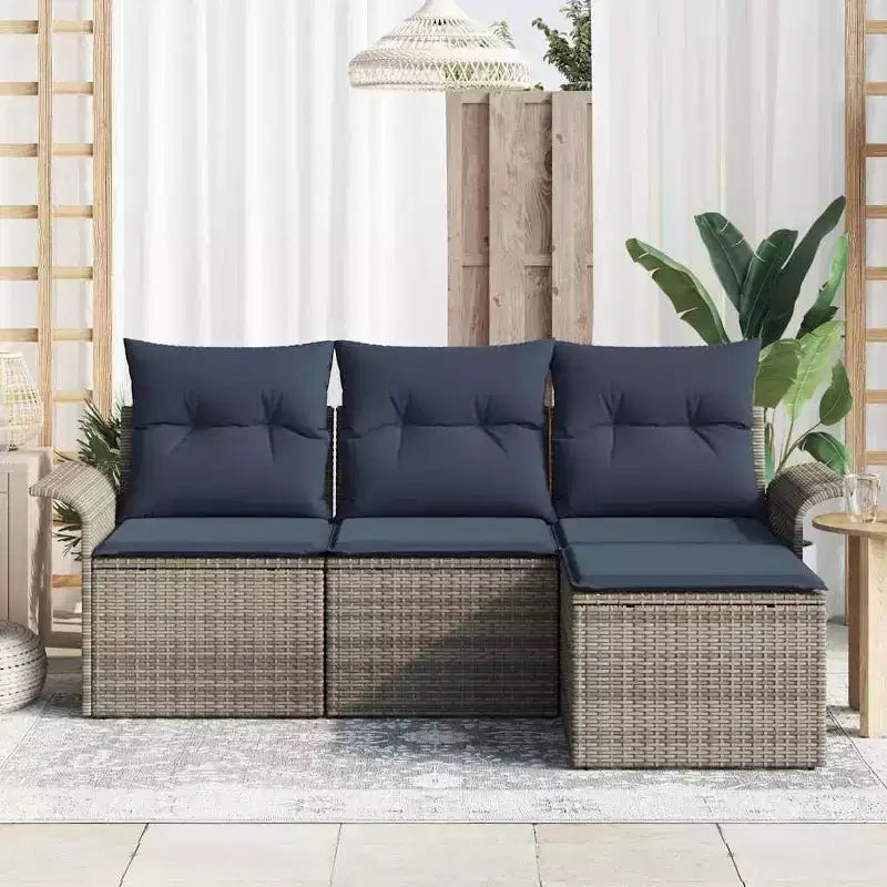 vidaXL Salon de jardin avec coussins 4 pcs Résine tressée marron