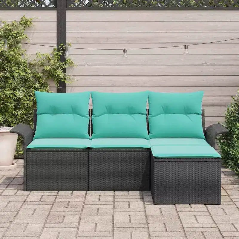 vidaXL Salon de jardin avec coussins 4 pcs Résine tressée marron