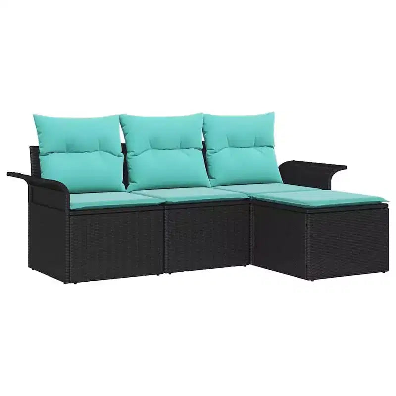 vidaXL Salon de jardin avec coussins 4 pcs Résine tressée marron