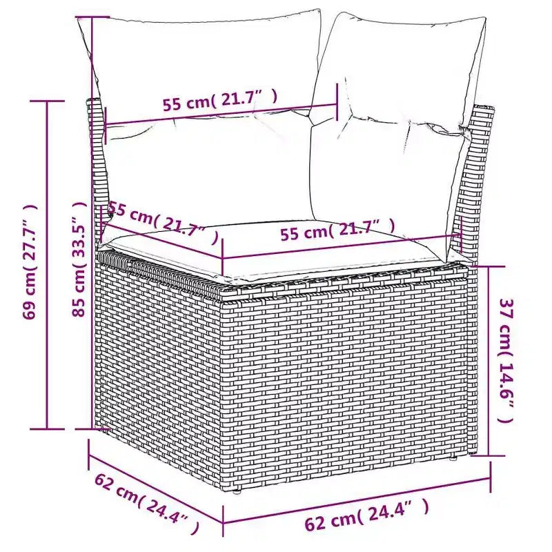vidaXL Salon de jardin 11 pièces avec coussins en rotin synthétique modulable