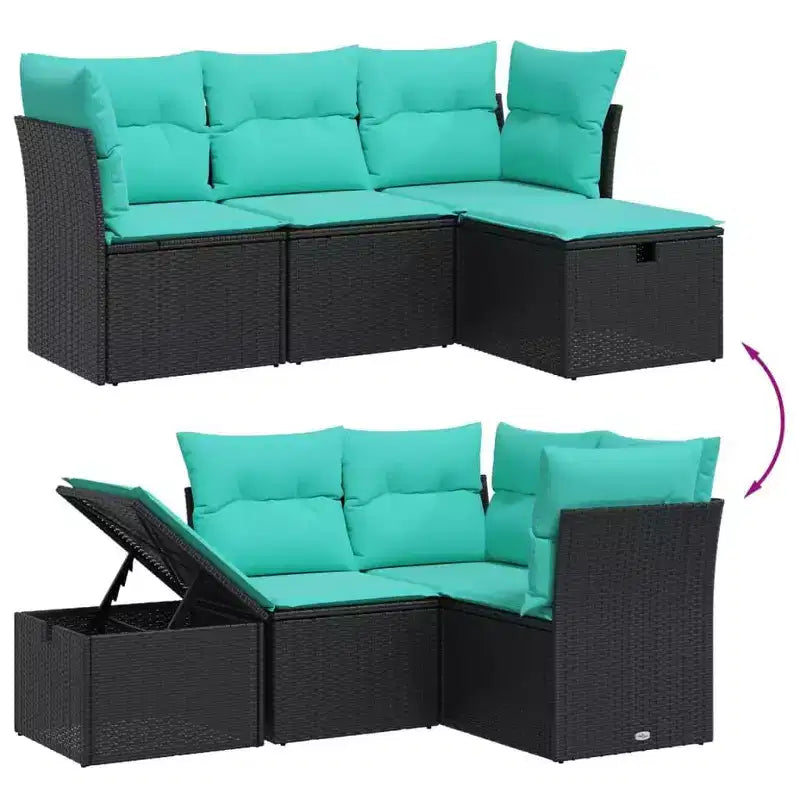 vidaXL Salon de jardin 4 pièces en résine tressée avec coussins