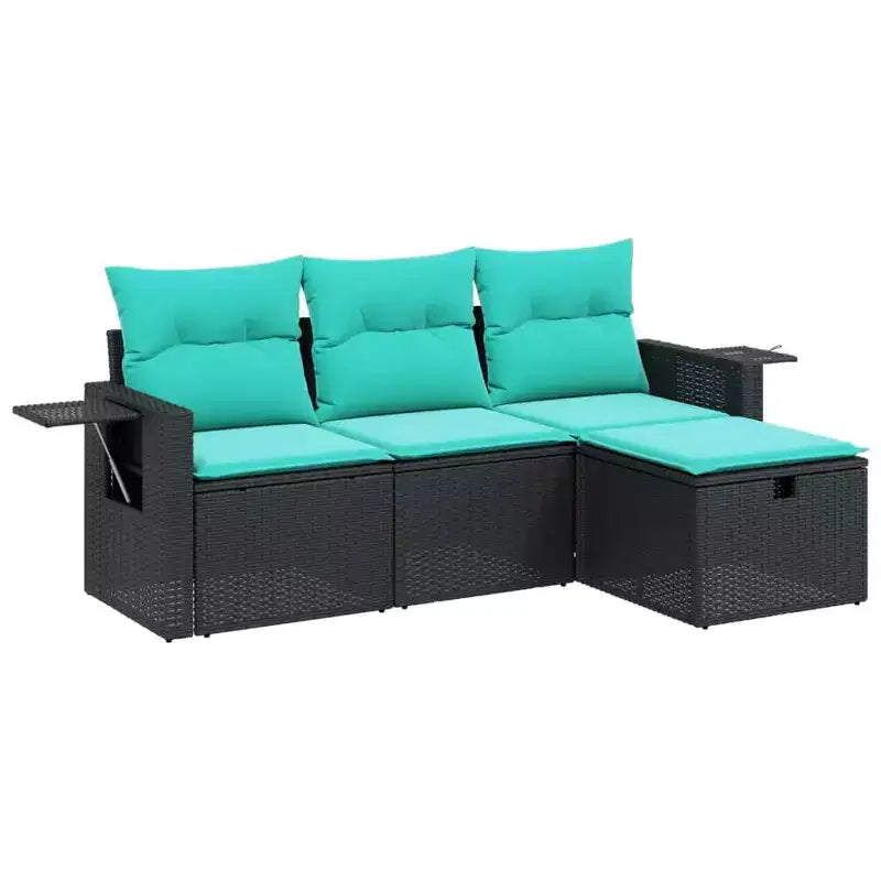 vidaXL 4 Piece Patio Sofa Set with Cushions Poly Rattan