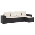 vidaXL 5 Piece Patio Sofa Set with Cushions Black Poly Rattan
