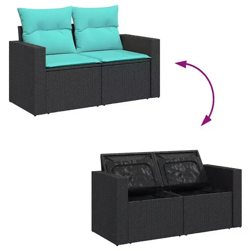 vidaXL Ensemble de canapés de jardin 13 pièces avec coussins résine tressée noir