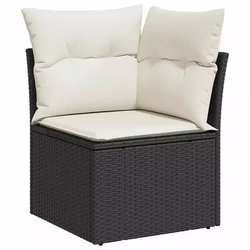 vidaXL Salon de jardin 8 pcs avec coussins résine tressée noir