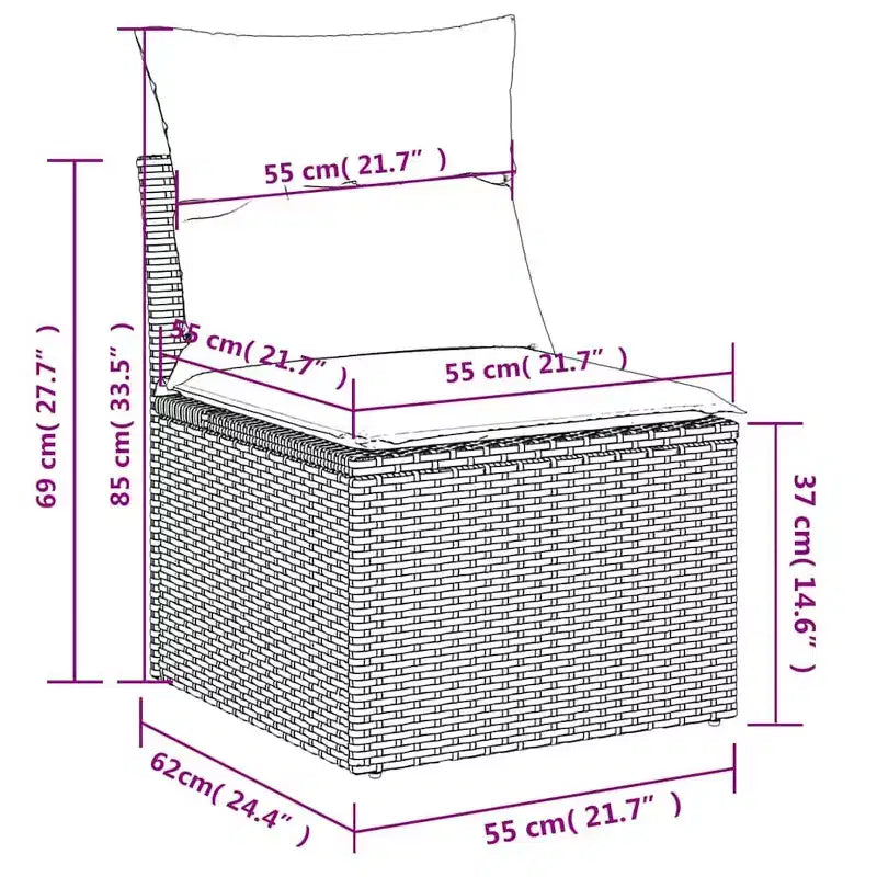 vidaXL Salon de jardin 8 pcs avec coussins résine tressée noir