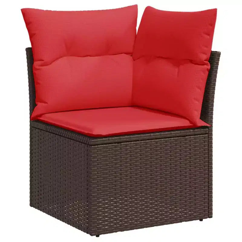 vidaXL Salon de jardin avec coussins et table d'extérieur 9 pièces en résine tressée