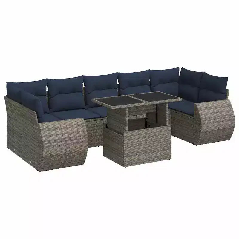 vidaXL Garden Sofa Set with Cushions Poly Rattan Acacia