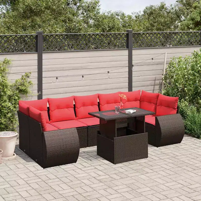 vidaXL Ensemble de canapés de jardin avec coussins, poly rotin et acacia