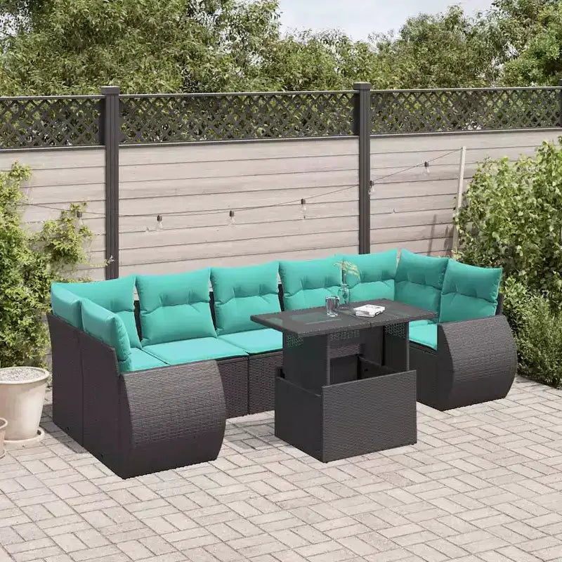 vidaXL Ensemble de canapés de jardin avec coussins, poly rotin et acacia