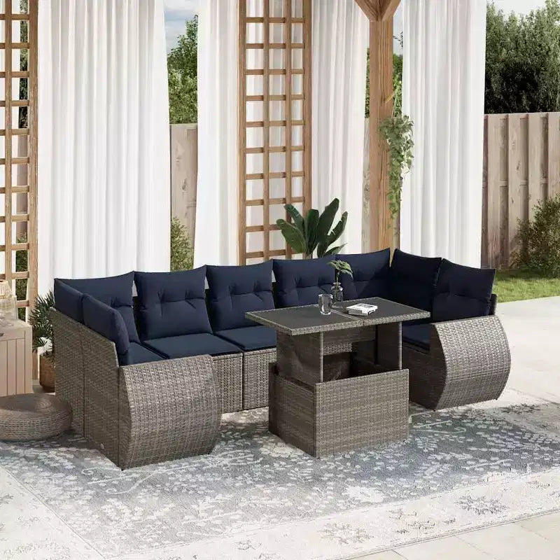 vidaXL Ensemble de canapés de jardin avec coussins, poly rotin et acacia