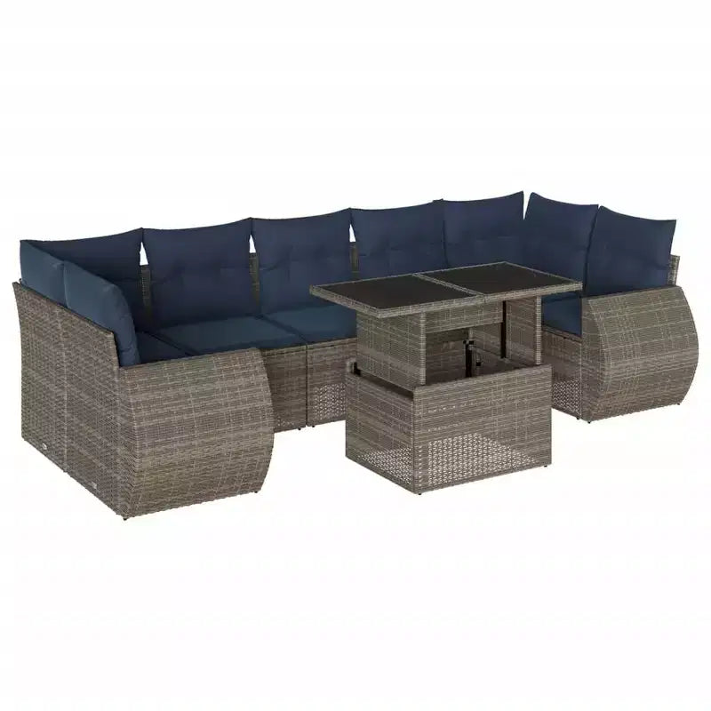 vidaXL Ensemble de canapés de jardin avec coussins, poly rotin et acacia