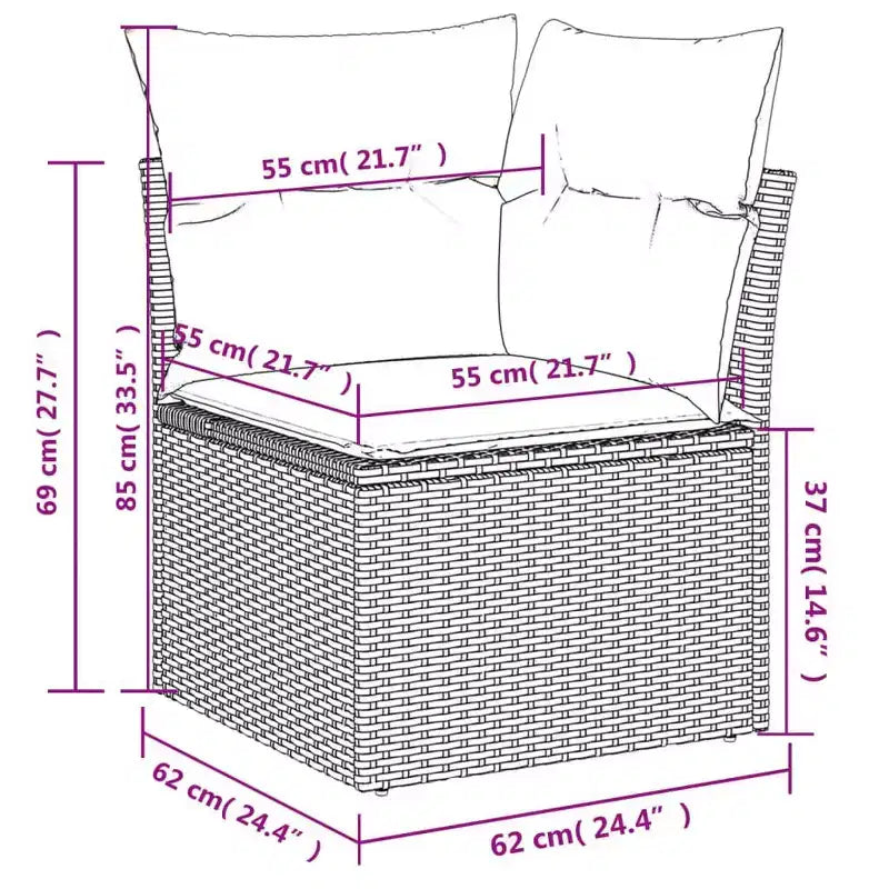 vidaXL Salon de jardin avec coussins, modulable, 6 pièces, résine tressée