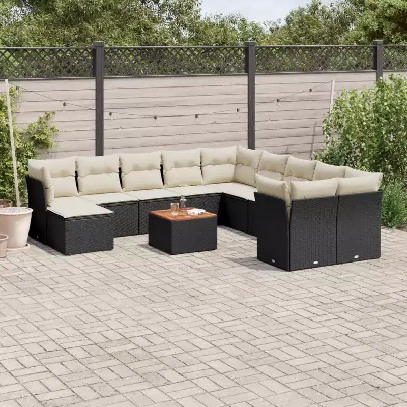 vidaXL Salon de jardin avec coussins, 12 pièces, résine tressée