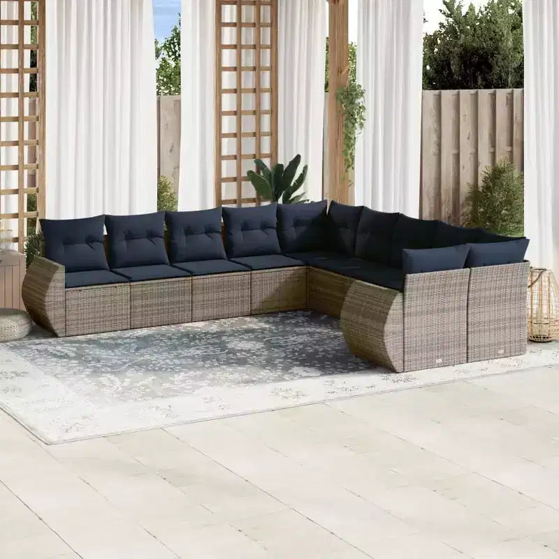 vidaXL Salon de jardin avec coussins, 12 pièces, résine tressée