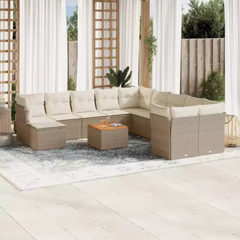 vidaXL Salon de jardin avec coussins, 12 pièces, résine tressée