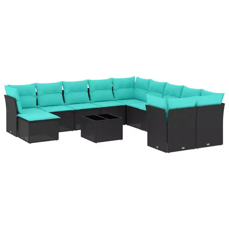 vidaXL Salon de jardin avec coussins, 12 pièces, résine tressée