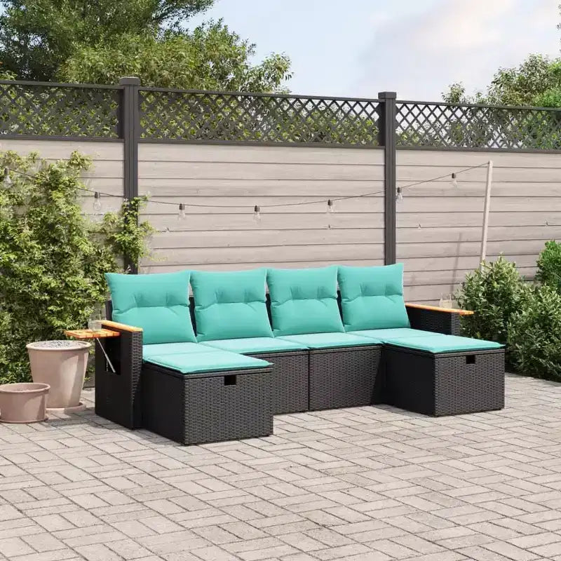 vidaXL Salon de jardin 6 pièces en résine tressée avec coussins