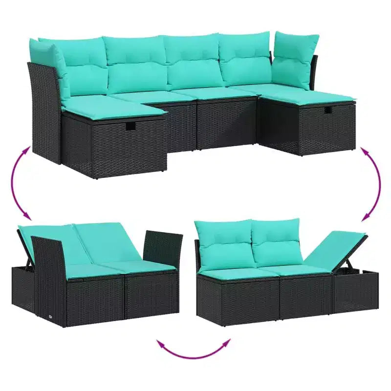 vidaXL Salon de jardin 6 pièces en résine tressée avec coussins