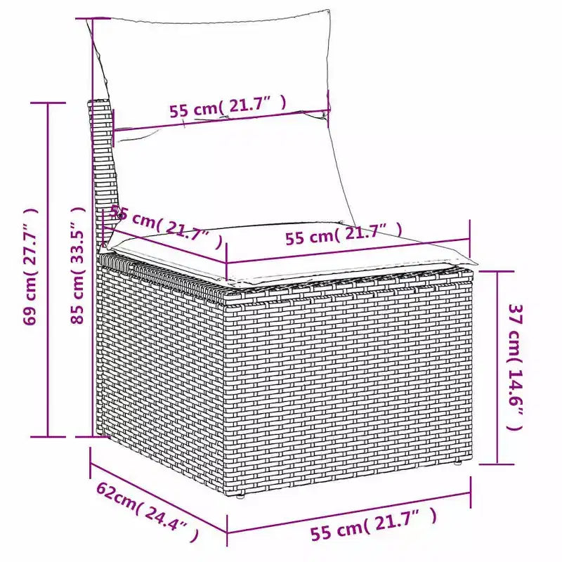 vidaXL Salon de jardin 11 pcs avec coussins résine tressée marron