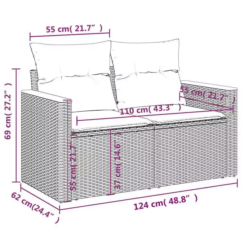 vidaXL Salon de jardin 7 pièces avec coussins, résine tressée noire (US only)