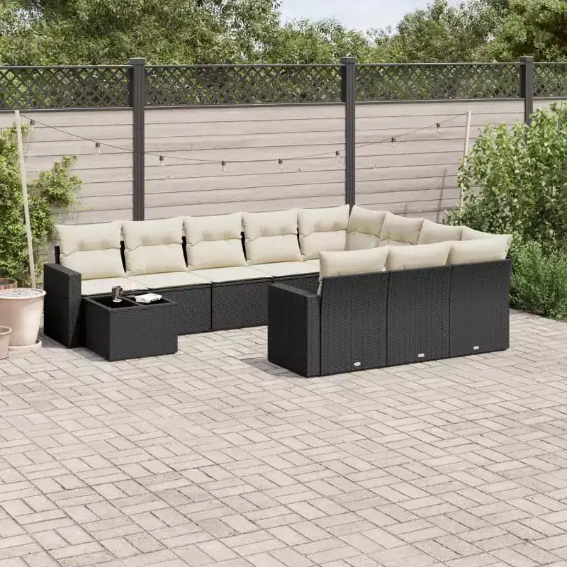 vidaXL Salon de jardin 11 pièces avec coussins, en résine tressée, plusieurs coloris