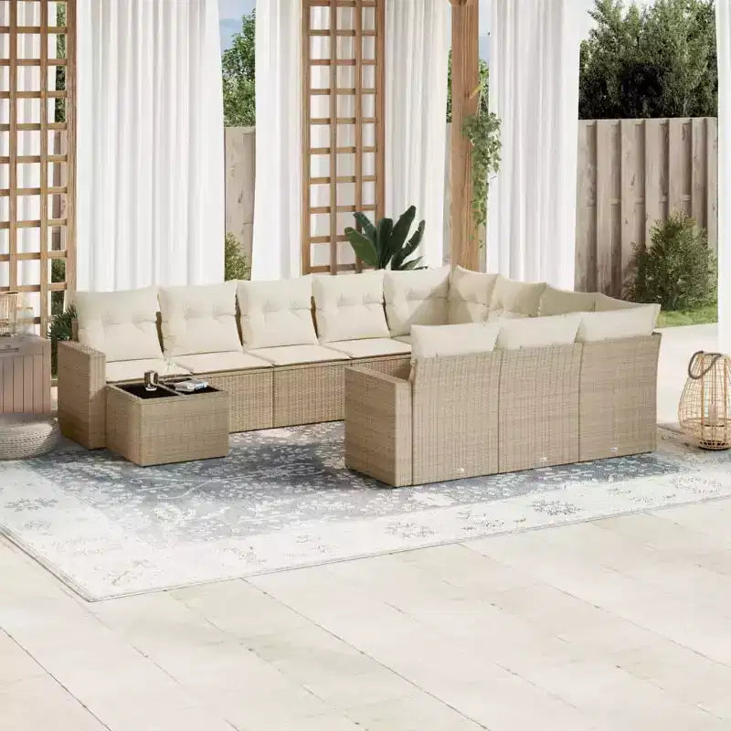 vidaXL Salon de jardin 11 pièces avec coussins, en résine tressée, plusieurs coloris
