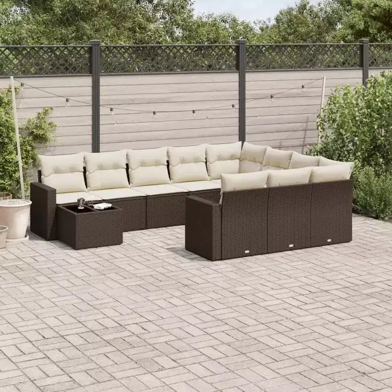 vidaXL Salon de jardin 11 pièces avec coussins, en résine tressée, plusieurs coloris