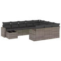 vidaXL 11 Piece Patio Sofa Set with Cushions, Poly Rattan Outdoor Sectional, Multiple Colors