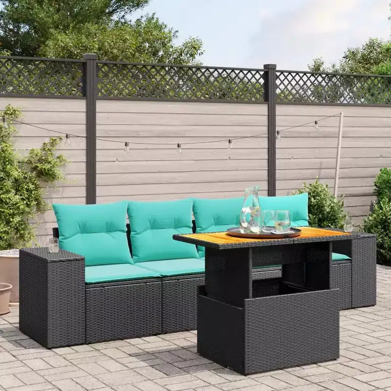 vidaXL Salon de jardin 5 pièces avec coussins en résine tressée