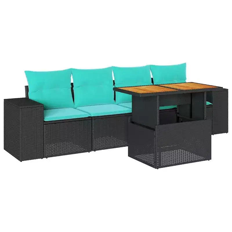 vidaXL 5 Piece Patio Sofa Set with Cushions Poly Rattan