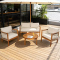 Christopher Knight Home Adalyn 4 Piece Outdoor Aacia Wood Seating Set with Table and Cushions