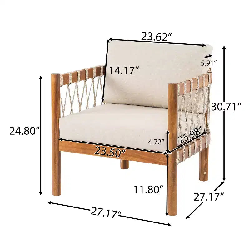 Christopher Knight Home Adalyn Ensemble de 4 pièces de sièges d'extérieur en bois d'acacia avec table et coussins