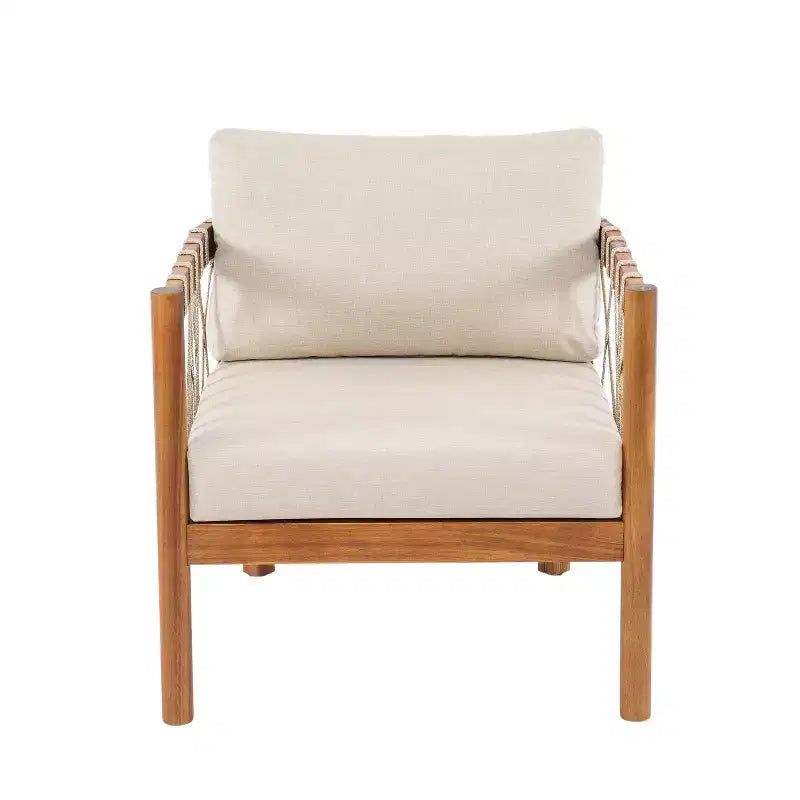Christopher Knight Home Adalyn Ensemble de 4 pièces de sièges d'extérieur en bois d'acacia avec table et coussins