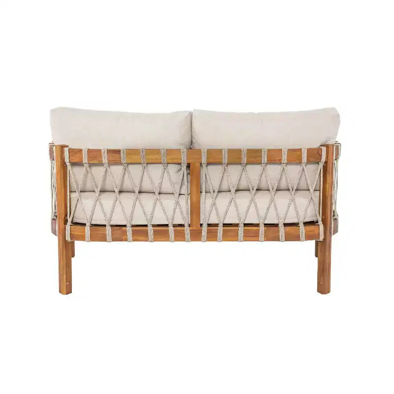 Christopher Knight Home Adalyn Ensemble de 4 pièces de sièges d'extérieur en bois d'acacia avec table et coussins