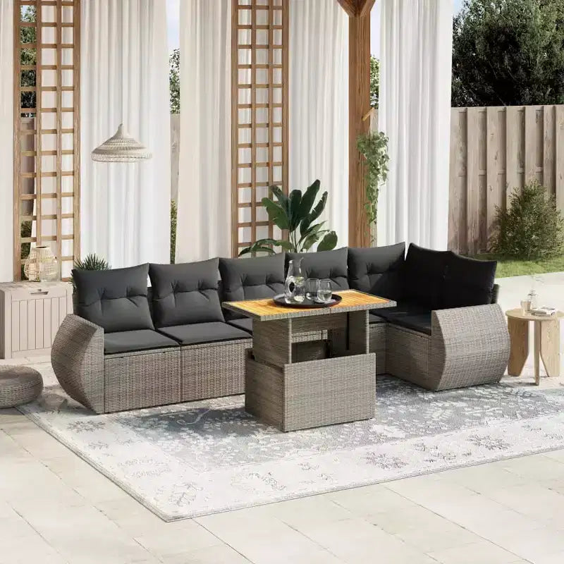 vidaXL Salon de jardin avec coussins et table en différents coloris
