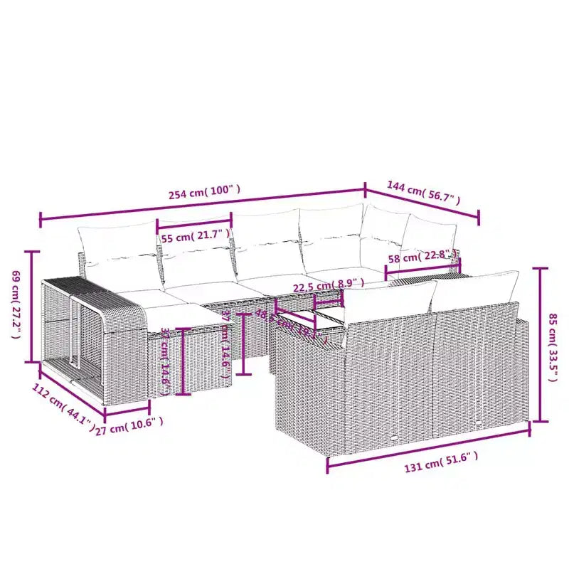 vidaXL Salon de jardin modulaire avec coussins en différentes couleurs